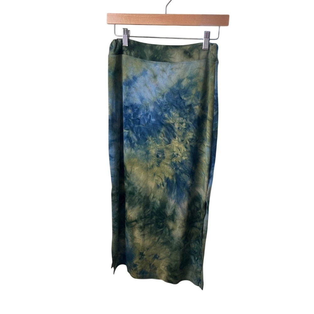 Sundry Tie Dye Skirt Women's Size 2 Blue Green Pencil‎ Midi Casual
